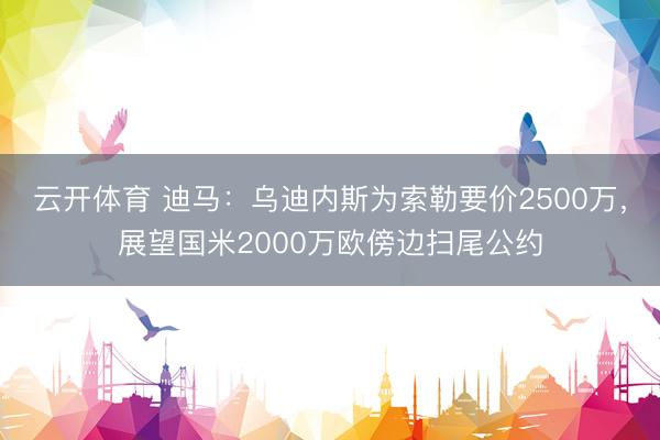 云开体育 迪马：乌迪内斯为索勒要价2500万，展望国米2000万欧傍边扫尾公约