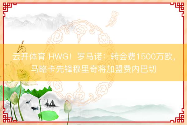 云开体育 HWG！罗马诺：转会费1500万欧，马略卡先锋穆里奇将加盟费内巴切