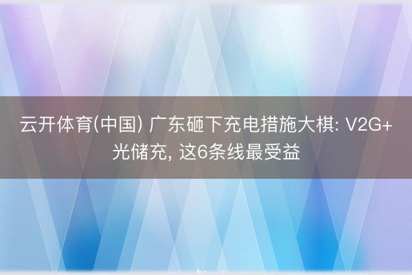 云开体育(中国) 广东砸下充电措施大棋: V2G+光储充, 这6条线最受益