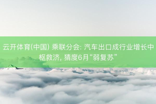 云开体育(中国) 乘联分会: 汽车出口成行业增长中枢救济， 猜度6月“弱复苏”