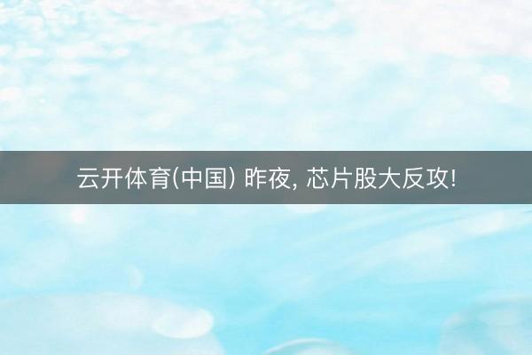 云开体育(中国) 昨夜， 芯片股大反攻!