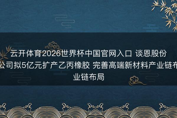 云开体育2026世界杯中国官网入口 谈恩股份子公司拟5亿元扩产乙丙橡胶 完善高端新材料产业链布局
