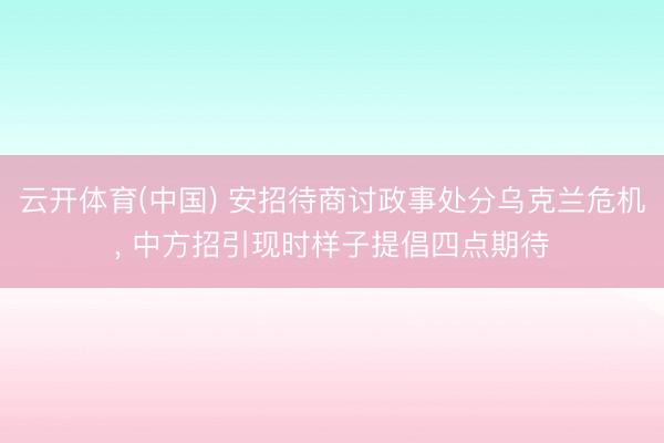 云开体育(中国) 安招待商讨政事处分乌克兰危机， 中方招引现时样子提倡四点期待