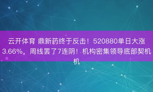 云开体育 鼎新药终于反击！520880单日大涨3.66%，周线罢了7连阴！机构密集领导底部契机