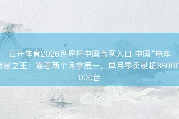 云开体育2026世界杯中国官网入口 中国“电车”销量之王：连着两个月拿第一，单月零卖量超38000台